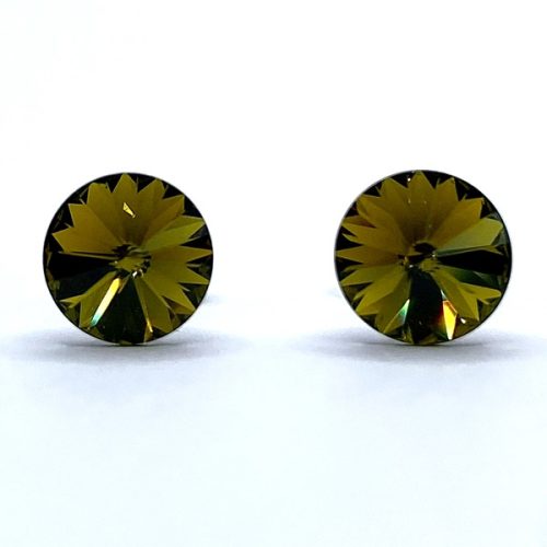 Kristály fülbevaló olivine színű rivoli 8 mm