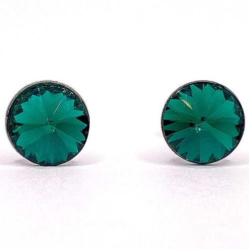 Kristály fülbevaló emerald színű rivoli 8 mm