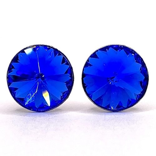 Kristály fülbevaló sapphire színű rivoli 8 mm
