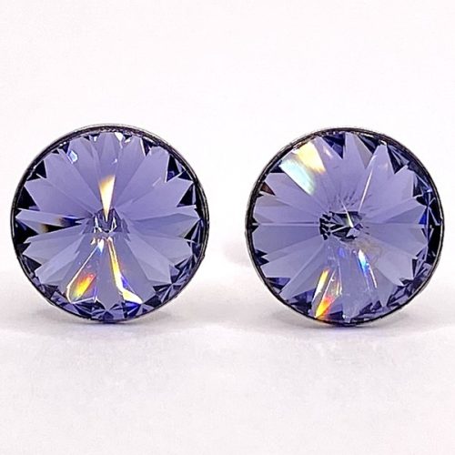Kristály fülbevaló tanzanite (lila) színű rivoli 8 mm