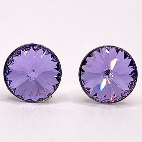 Kristály fülbevaló violett (lila) színű rivoli 8 mm