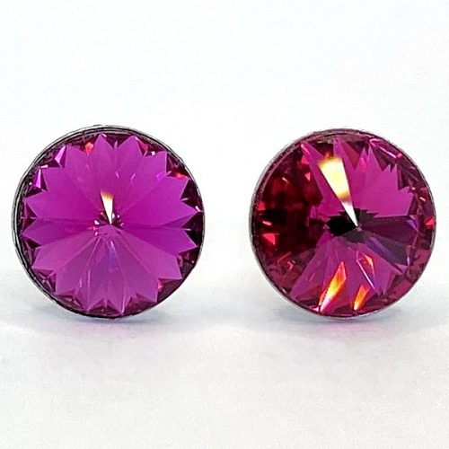 Kristály fülbevaló fuchsia színű rivoli 8 mm