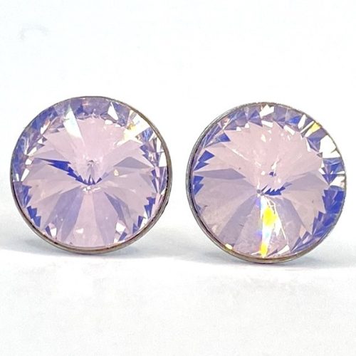 Kristály fülbevaló rose opal színű, rivoli 10 mm
