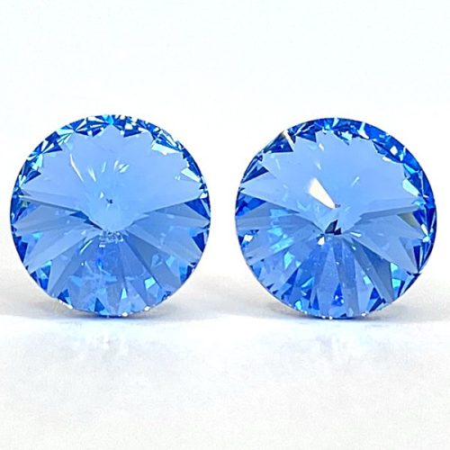 Kristály fülbevaló light sapphire színű rivoli 10 mm