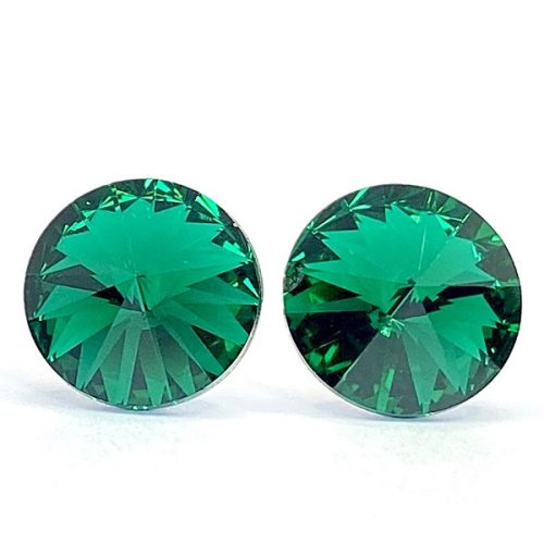 Kristály fülbevaló emerald színű rivoli 10 mm