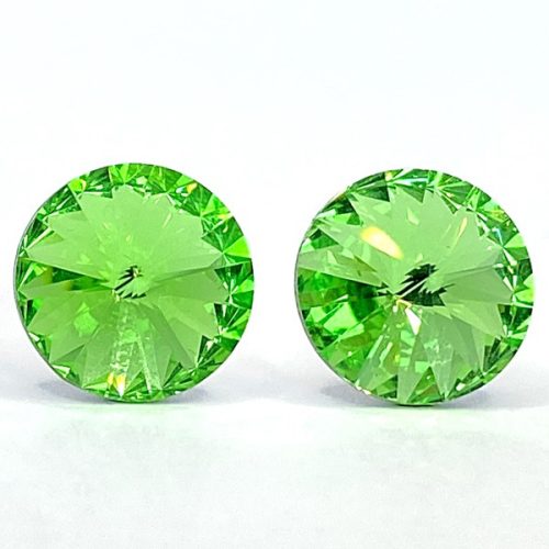 Kristály fülbevaló peridot színű rivoli 10 mm