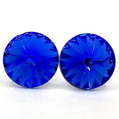 Kristály fülbevaló sapphire színű rivoli 10 mm