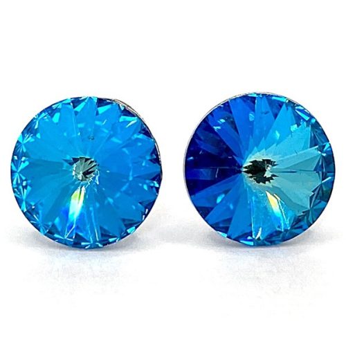 Kristály fülbevaló bermuda blue színű rivoli 10 mm