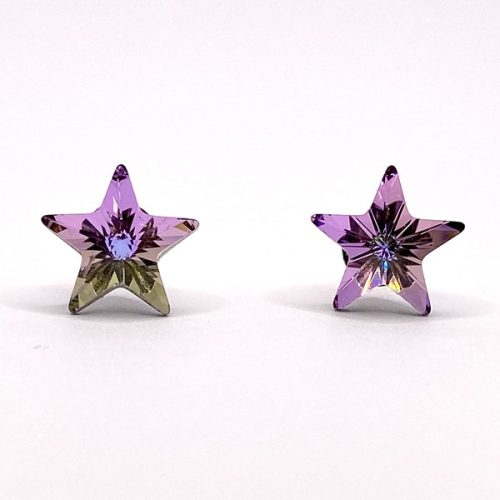 Kristály fülbevaló violett (lila) csillag 10 mm
