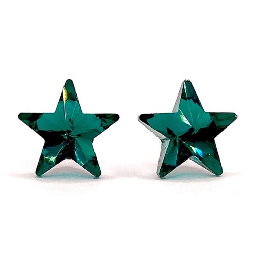 Kristály fülbevaló emerald színű csillag 10 mm