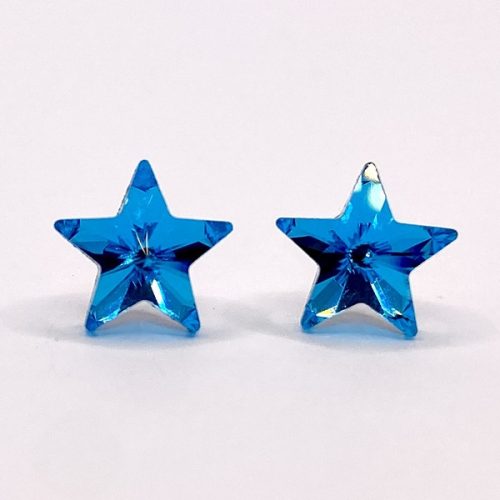 Kristály fülbevaló aquamarine színű csillag 10 mm
