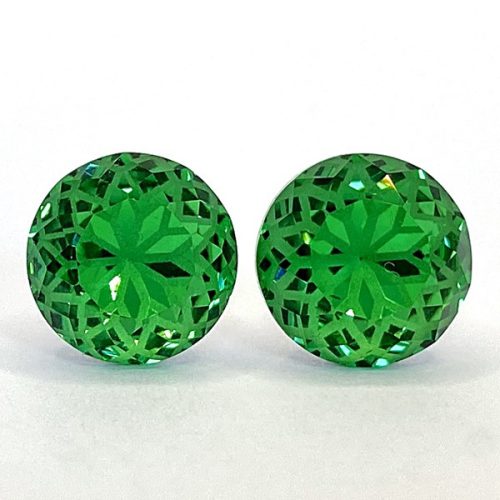 Kristály fülbevaló peridot színű mandalás 10 mm