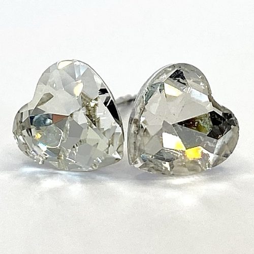 Kristály fülbevaló crystal színű, szív 8 mm