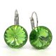 Kristály fülbevaló peridot színű, kapcsos rivoli 14 mm