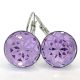 Kristály fülbevaló violett (lila) színű, mandalás kapcsos 14 mm