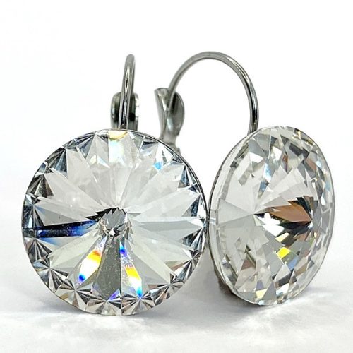 Kristály fülbevaló crystal színű kapcsos rivoli 16 mm
