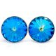Kristály fülbevaló bermuda blue színű, rivoli 12 mm