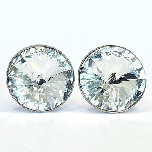 Kristály fülbevaló crystal színű, rivoli 12 mm