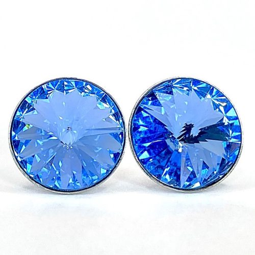 Kristály fülbevaló  light sapphire színű rivoli 12 mm
