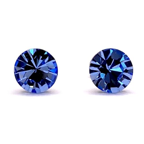 Kristály fülbevaló light sapphire színű chaton 7 mm