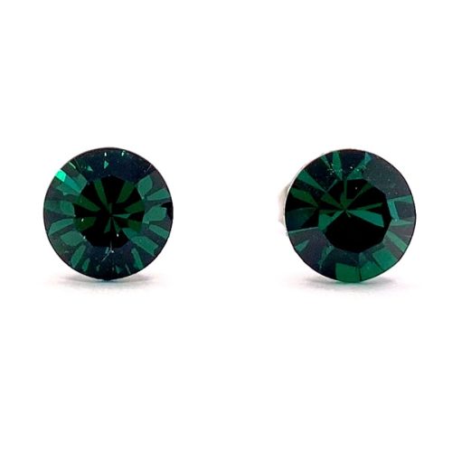 Kristály fülbevaló emerald színű chaton 7 mm