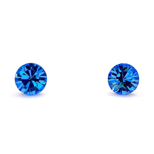 Kristály fülbevaló aquamarine színű chaton 7 mm