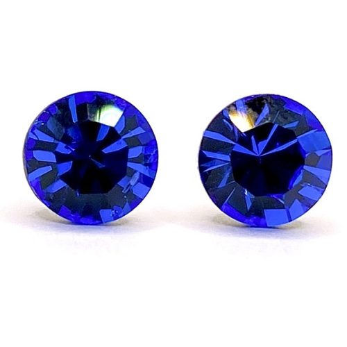 Kristály fülbevaló sapphire színű chaton 7 mm