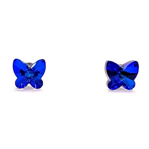 Kristály fülbevaló bermuda blue színű mini pillangó 5 mm