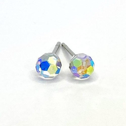 Kristály fülbevaló AB színváltós mini kristálygömb 4 mm