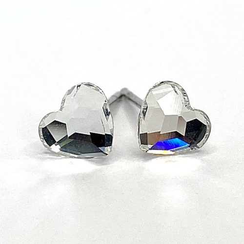 Kristály fülbevaló crystal színű mini szív 6 mm