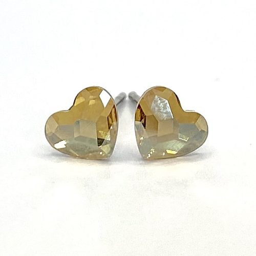 Kristály fülbevaló crystal honey színű mini szív 6 mm