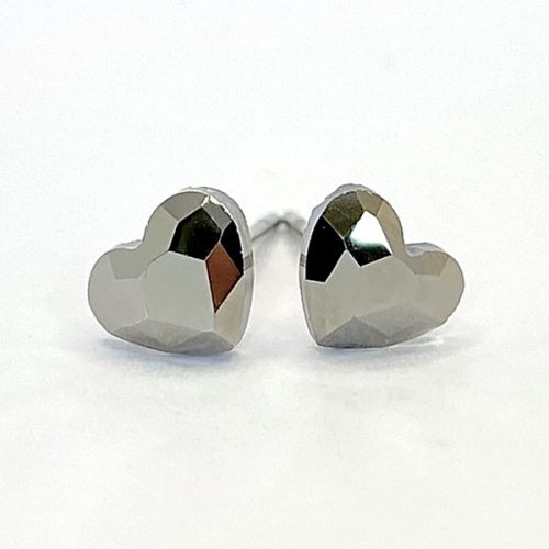 Kristály fülbevaló ezüst metál színű mini szív 6 mm
