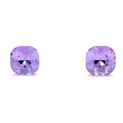 Kristály fülbevaló violett (lila) párna színű 8 mm