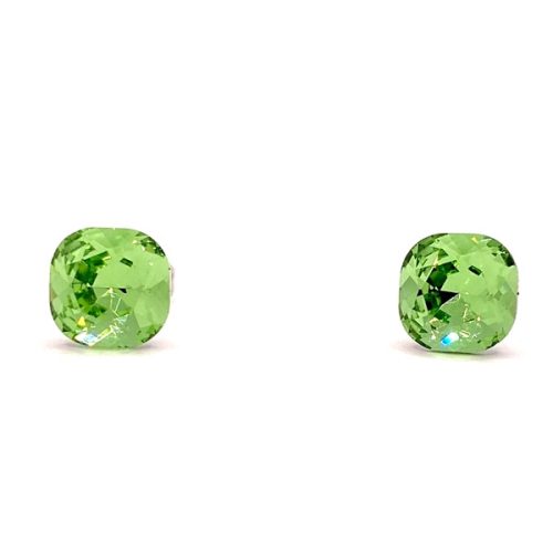 Kristály fülbevaló peridot színű párna 8 mm