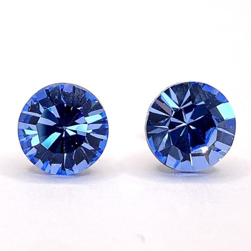 Kristály fülbevaló light sapphire színű chaton 8 mm