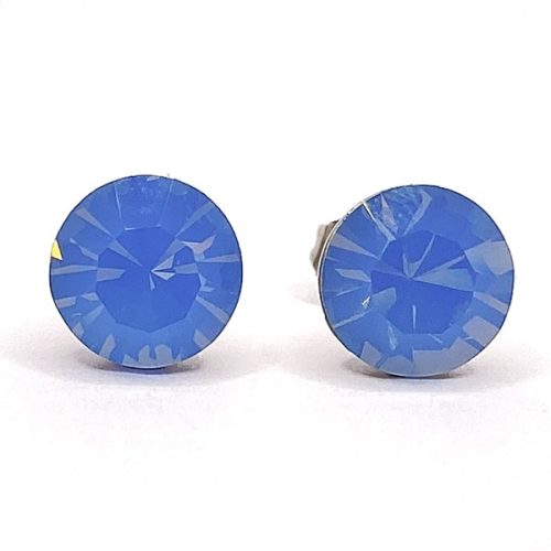 Kristály fülbevaló light sapphire opal színű chaton 8 mm