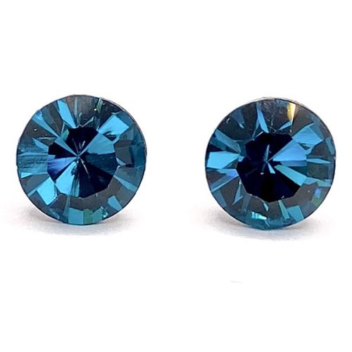 Kristály fülbevaló blue zircone színű chaton 8 mm