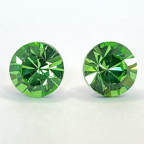Kristály fülbevaló peridot színű chaton 8 mm