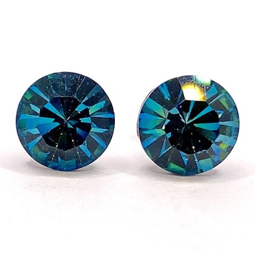 Kristály fülbevaló bermuda blue színű chaton 8 mm