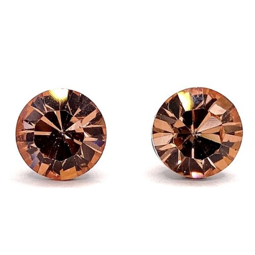 Kristály fülbevaló crystal apricot (sárgabarack) színű chaton 8 mm