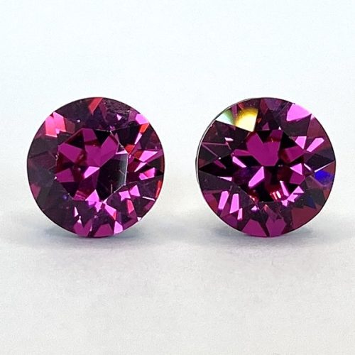Kristály fülbevaló fuchsia színű xirius 8 mm