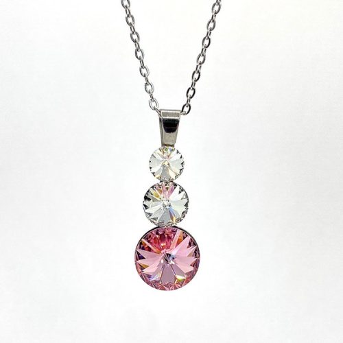 Tripla rivoli, light rose színű kristály nyaklánc