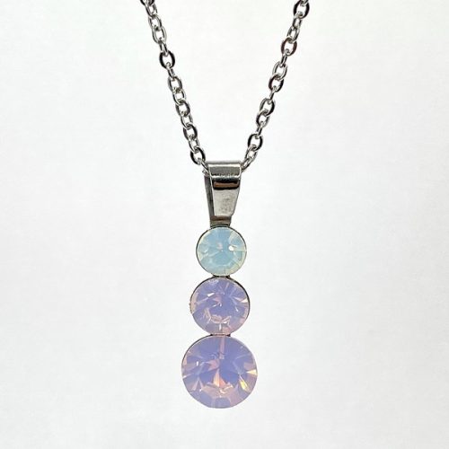 Tripla chaton rose opal színű kristályokkal, nyaklánc